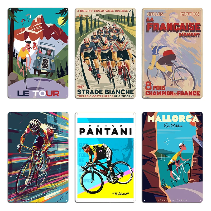 Strade Bianche Retro Cycling Sa Calobra Metal Plaque Poster Club Printing Design Designing Cinema Tin Sign Poster