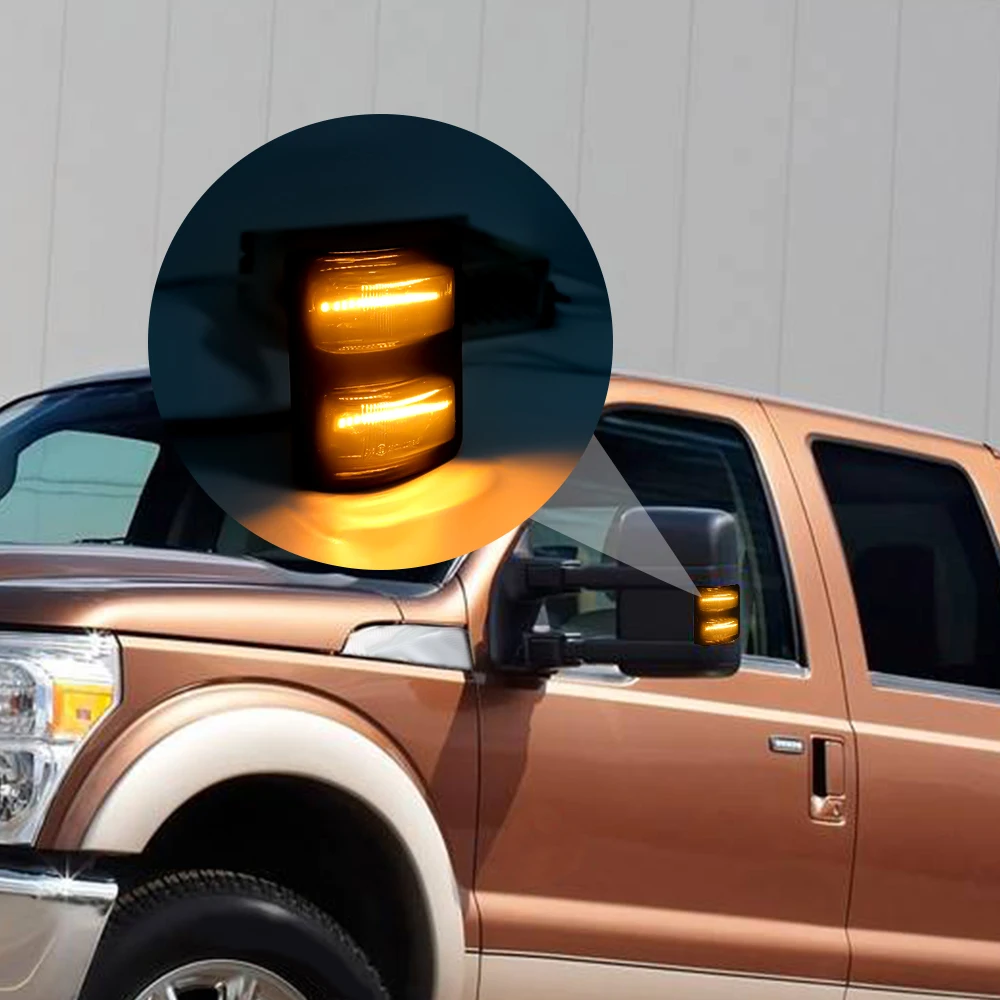 For Ford F250 F350 F450 F550 2008-2013 2013 2014 2015 2016 LED Rearview Side Mirror Light Turn Signal Light Indicator Lamp 2PCS