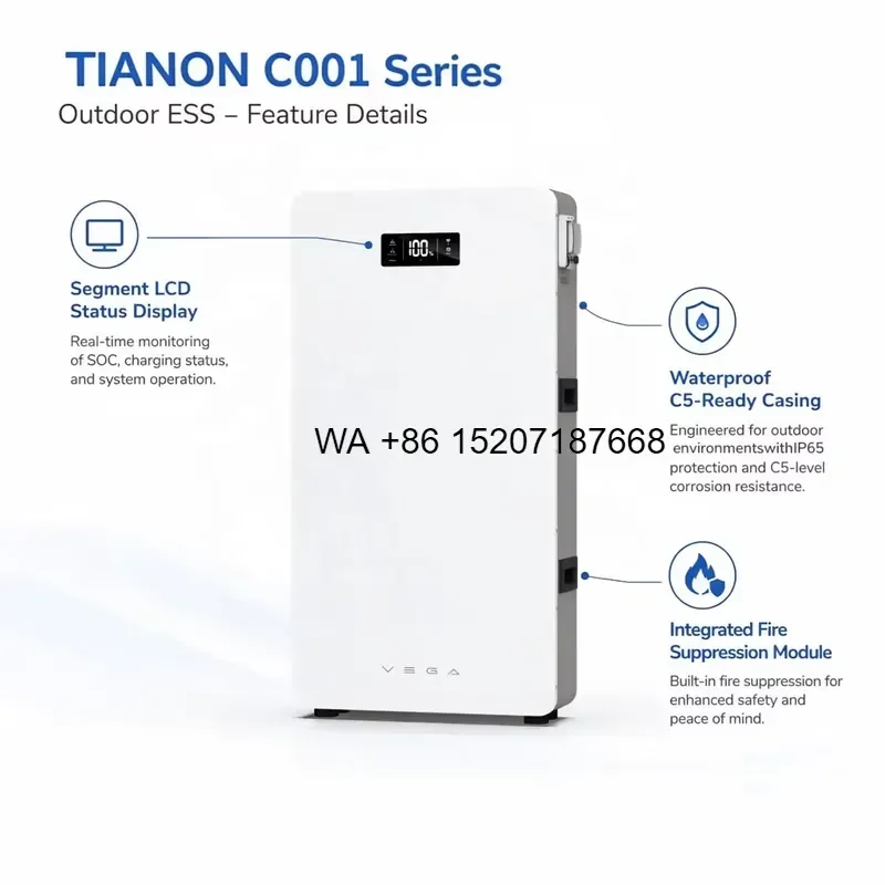 Wmwmnu 16kWh Outdoor Residential Solar Battery Storage IP65 CAN Communication Hybrid Grid Backup Power for Coastal Off-Grid