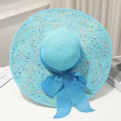 women straw hat foldable bow beach hat colorful women big brim hat sun hat beach vacation travel sun hat 여름모자 gorras para mujer