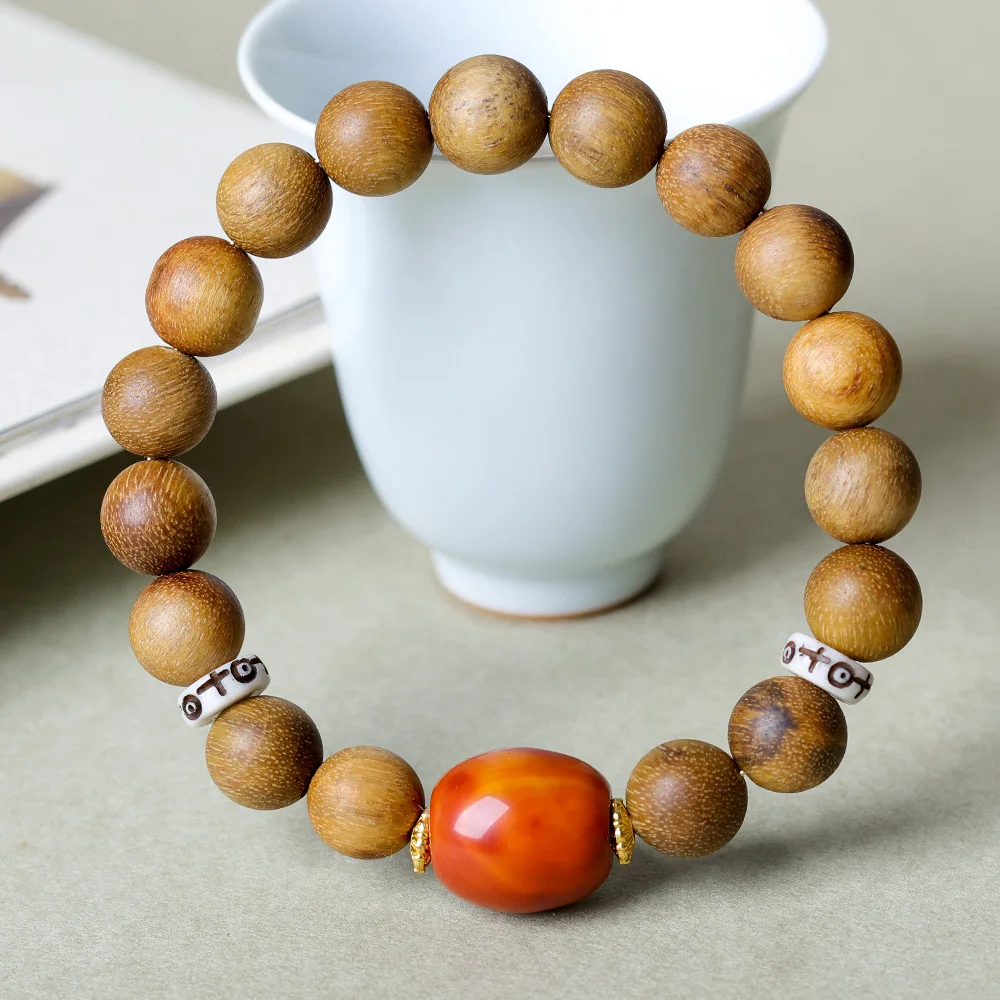 

2025 Autumn New Yellow Qinan Agarwood Bracelet Original Cultural Play Warring States Red Chinese Style Bracelet