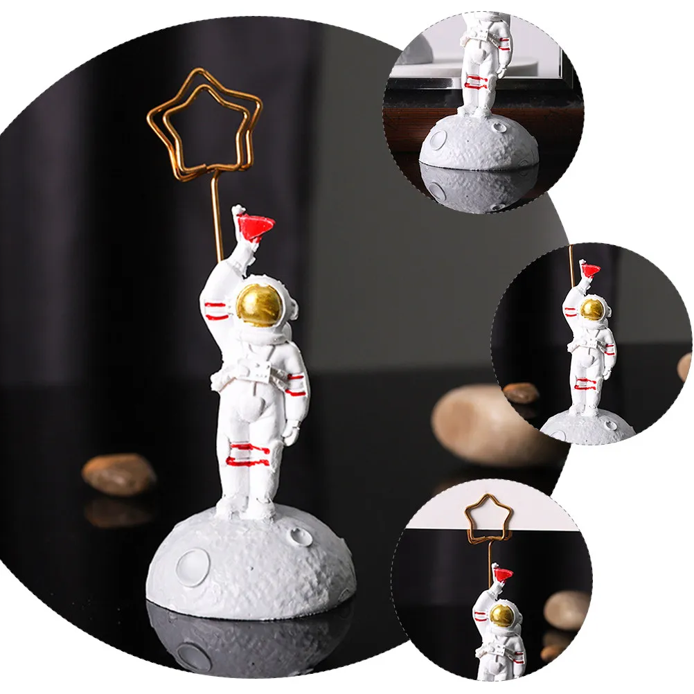Astronaut Desk Memo Clip Resin Spaceman Statue for Desktop Decoration Space Saving Ornament Break Rust Resistance Design