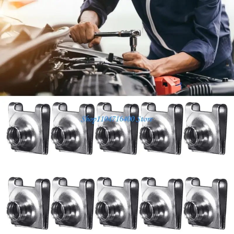 y1gd 10pcs Number Plate Fixed Buckle 6mm Bumper License Plate Mounting U Type Clips Automotive Accessory