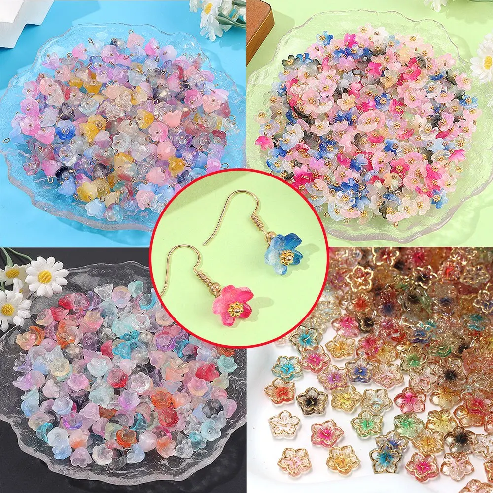 3/8/18/38pcs Multi-color Flower Shaped Pendant,DIY Necklaces, Earrings, for Valentine's Day Christmas Thanksgiving Parties Gifts