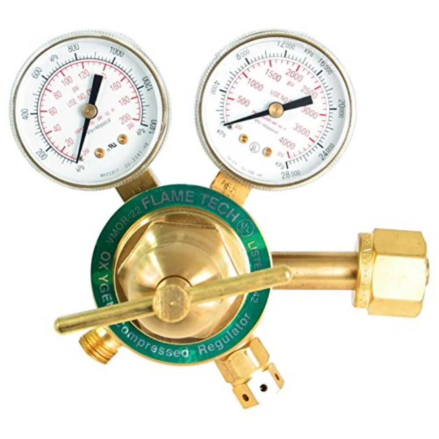 

Medium Duty Oxygen Regulator Easy to Read Dual Scale Forged Brass Body and Bonnet OEM Compatible Welding Gas Regulator Victor C