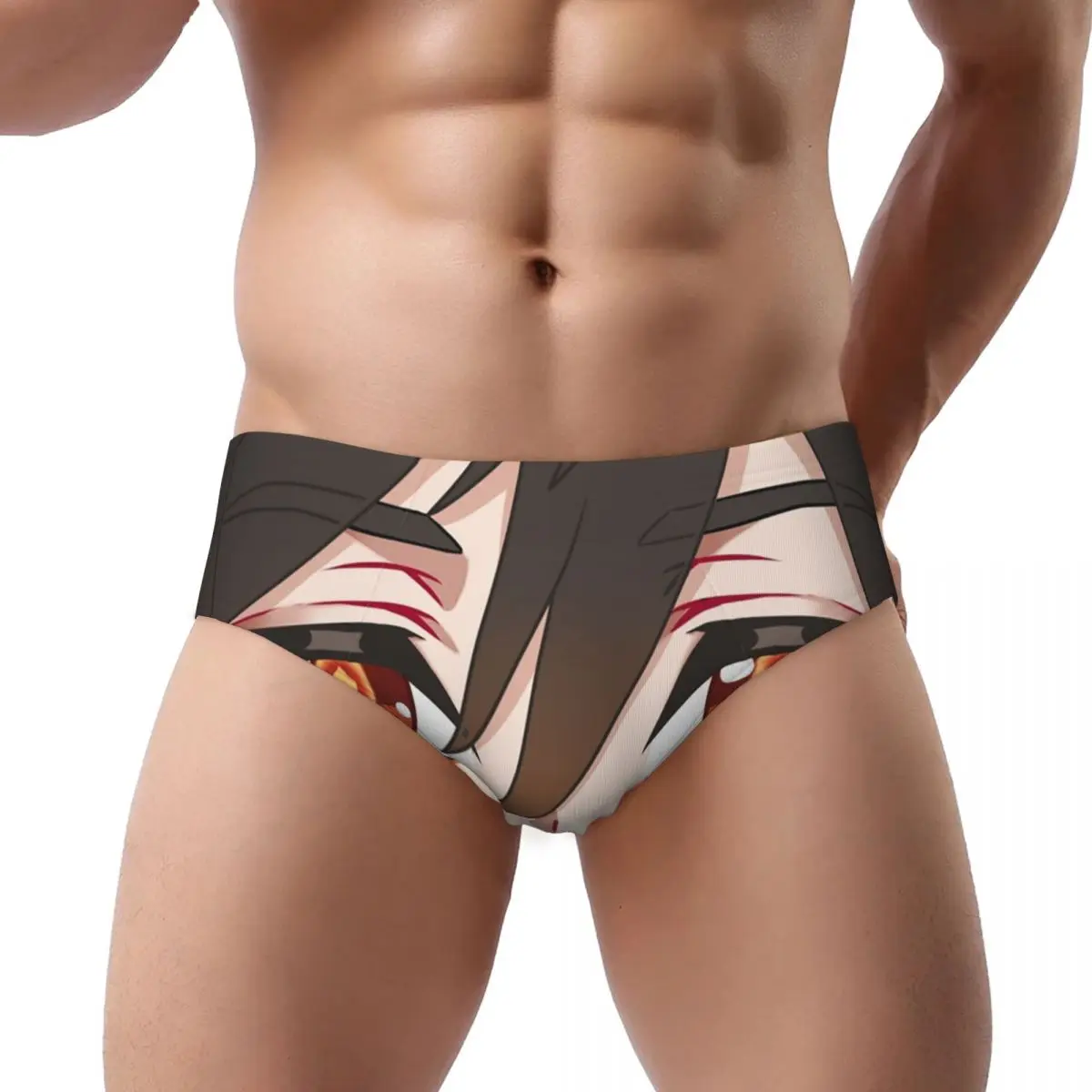Custom Genshin Impact Zhongli Face Briefs Underwear Men's Comfortable Stretch Funny Print Underpants