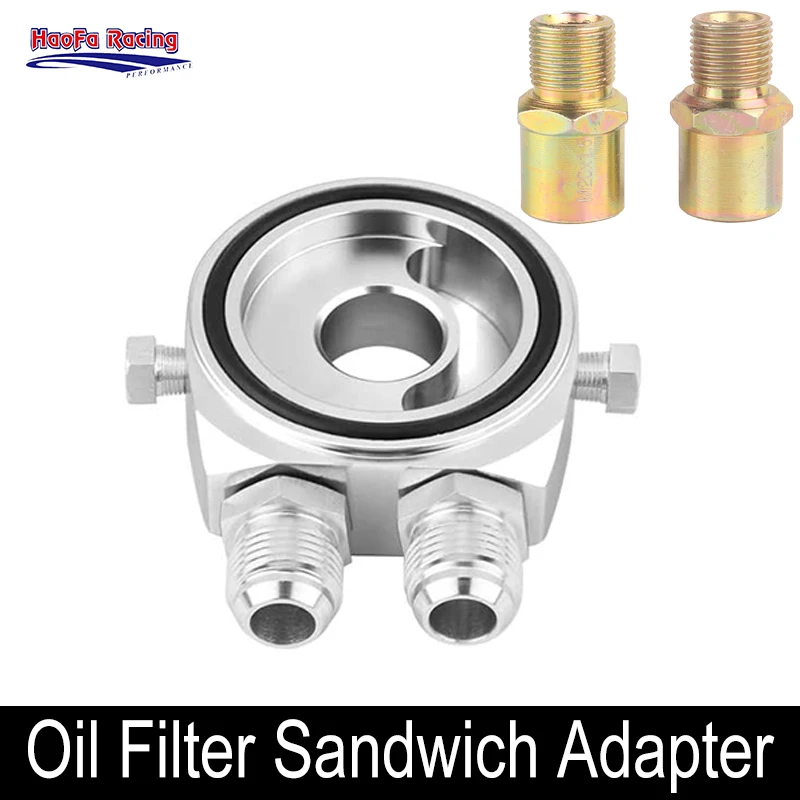 AN10 10AN Universal Car Aluminum Oil Filter Sandwich Plate Adapter Oil Press Temp Sensor Adapter With Connectors Kit Oil Cooler