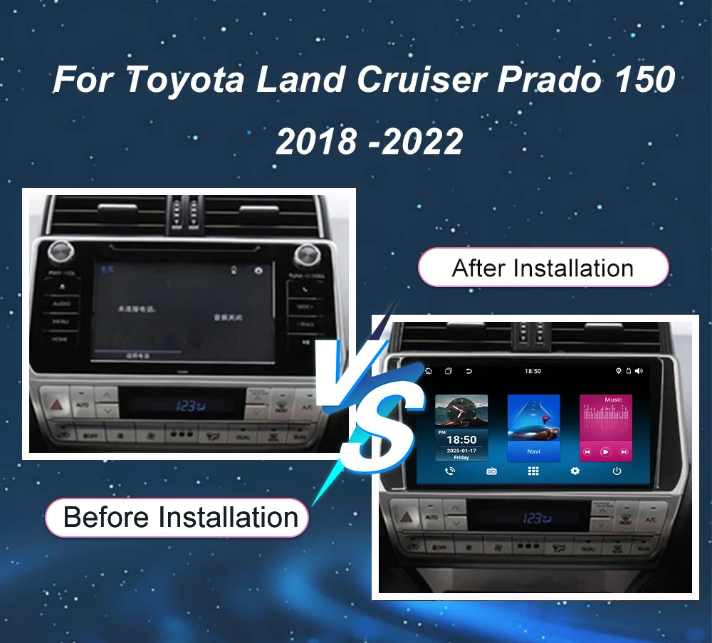Android 16 For Toyota Land Cruiser Prado 150 2018-2022 Carplay 360 Camera Auto Car Radio Multimedia Player GPS Ster Touch Screen