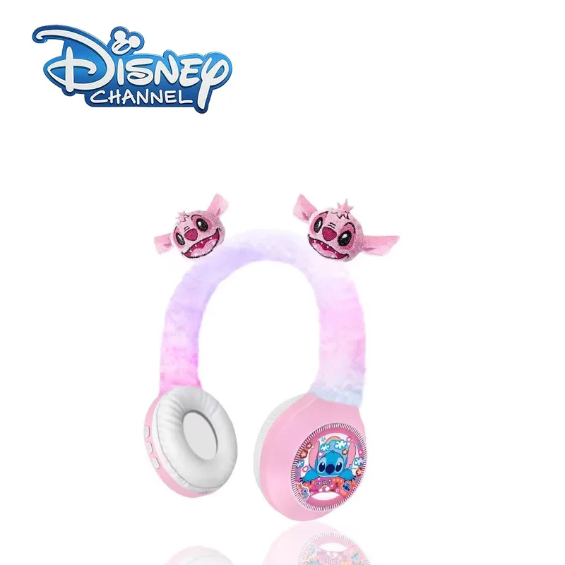 Disney Stitch Wireless Bluetooth Headphones HIFI Stereo Sound Plush Headsets with Mic Kids Gifts Anime Cartoon