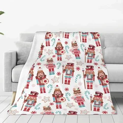 Holiday Christmas Cute Nutcracker, Blankets Flannel Autumn Biscuits And Sweets Throw Blankets for Bed Couch Plush Thin Quilt