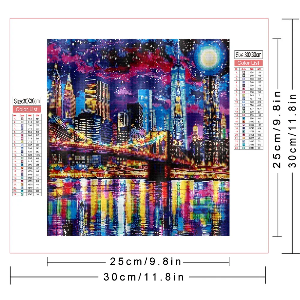AZQSD Diamonds Mosaic Bridge City Landscape Home Decor Items Diamonds Painting Street Colorful Scenery Full Kits Crafts