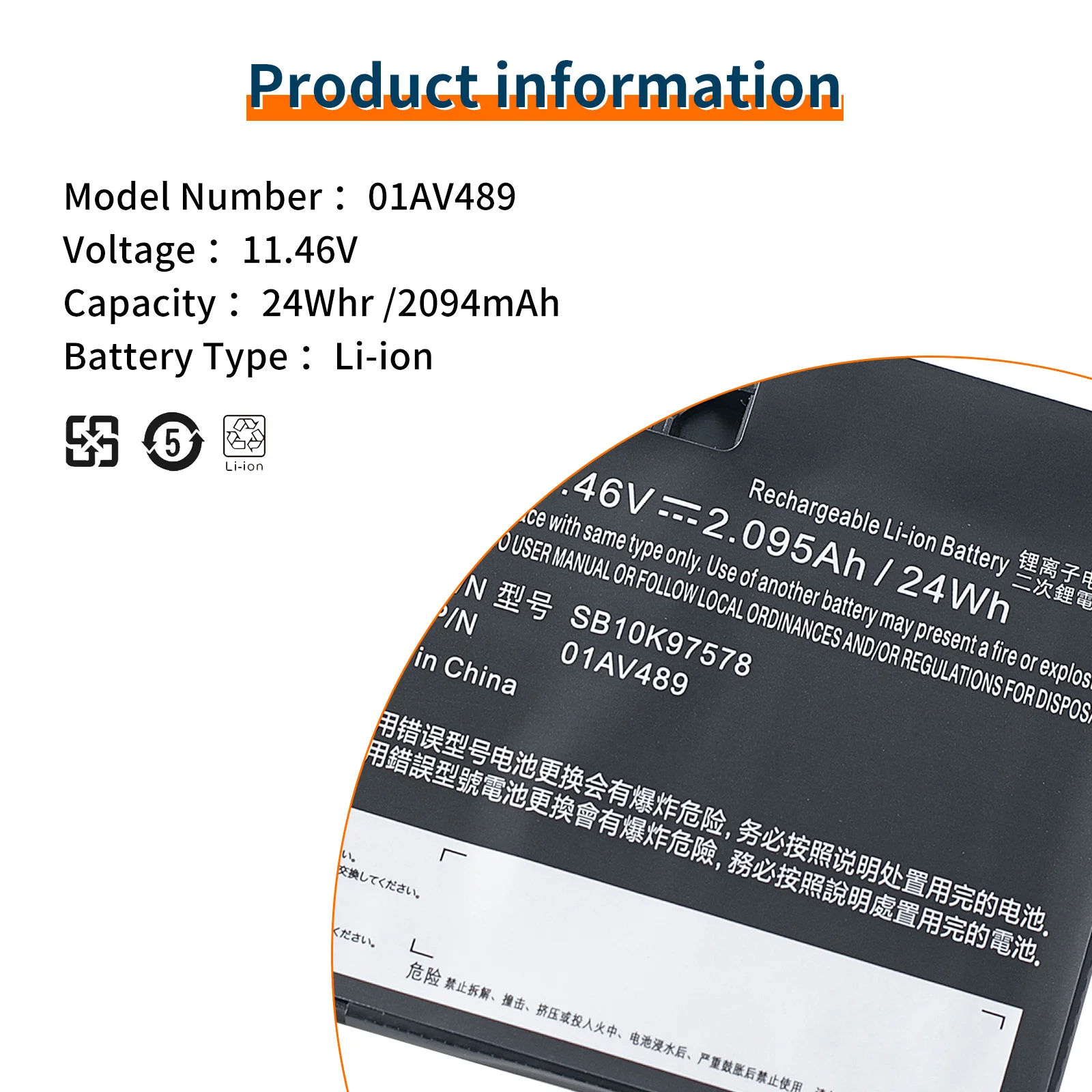 Imagem -05 - Bateria do Portátil Lenovo Thinkpad Series 01av420 01av419 01av421 01av489 Sb10k97577 T470 T480 A475 Série A285 Novo