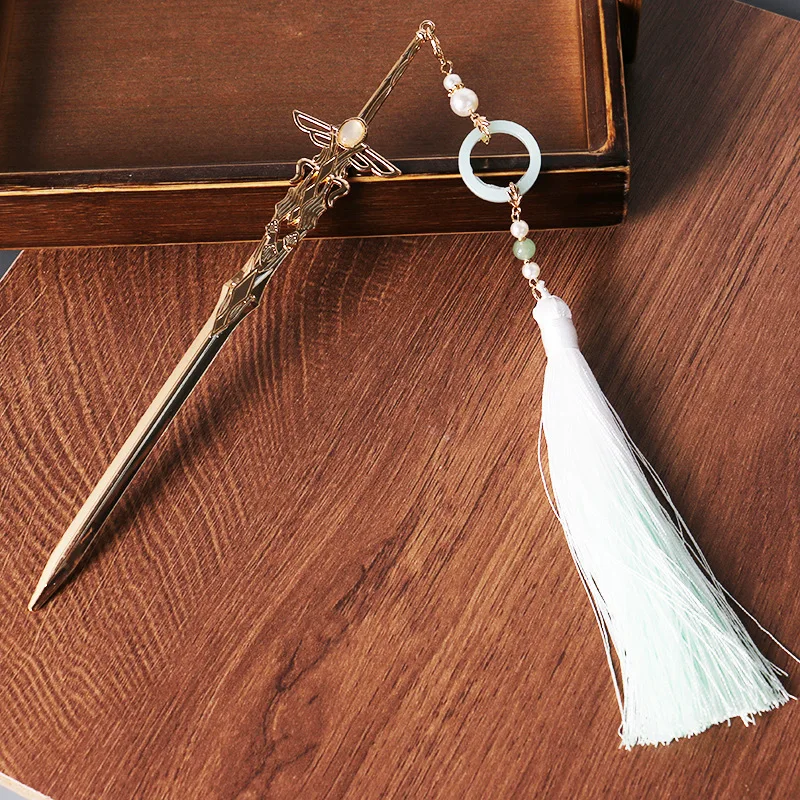 

2pcs Sword Hairpin Tassel Coiled Hair Hairpin Ancient Style Hanfu Hair Tie Shaking Head Hairpin Simple Ancient Style Headwear