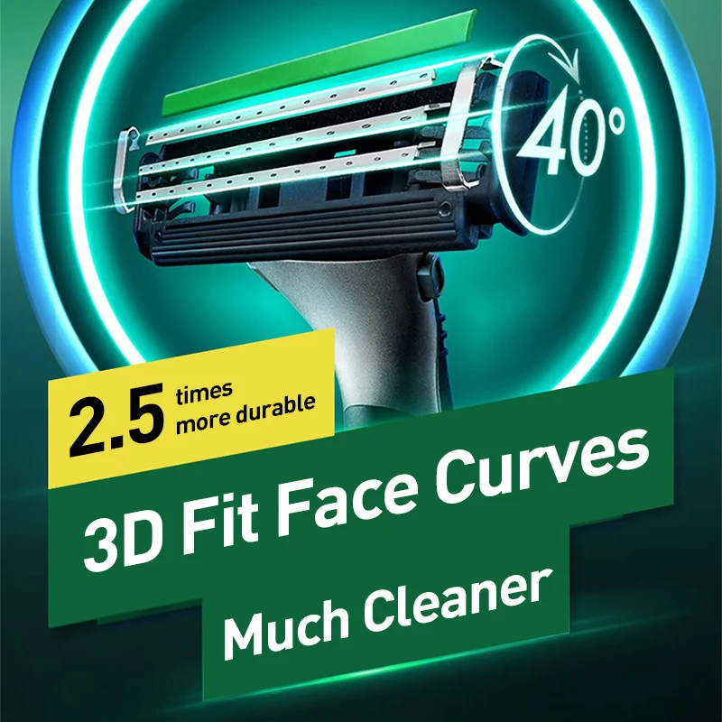 Gillette vetor 3d barbeador masculino gillette barbeador conjunto navalha material de aço inoxidável lâmina de três camadas quantidade