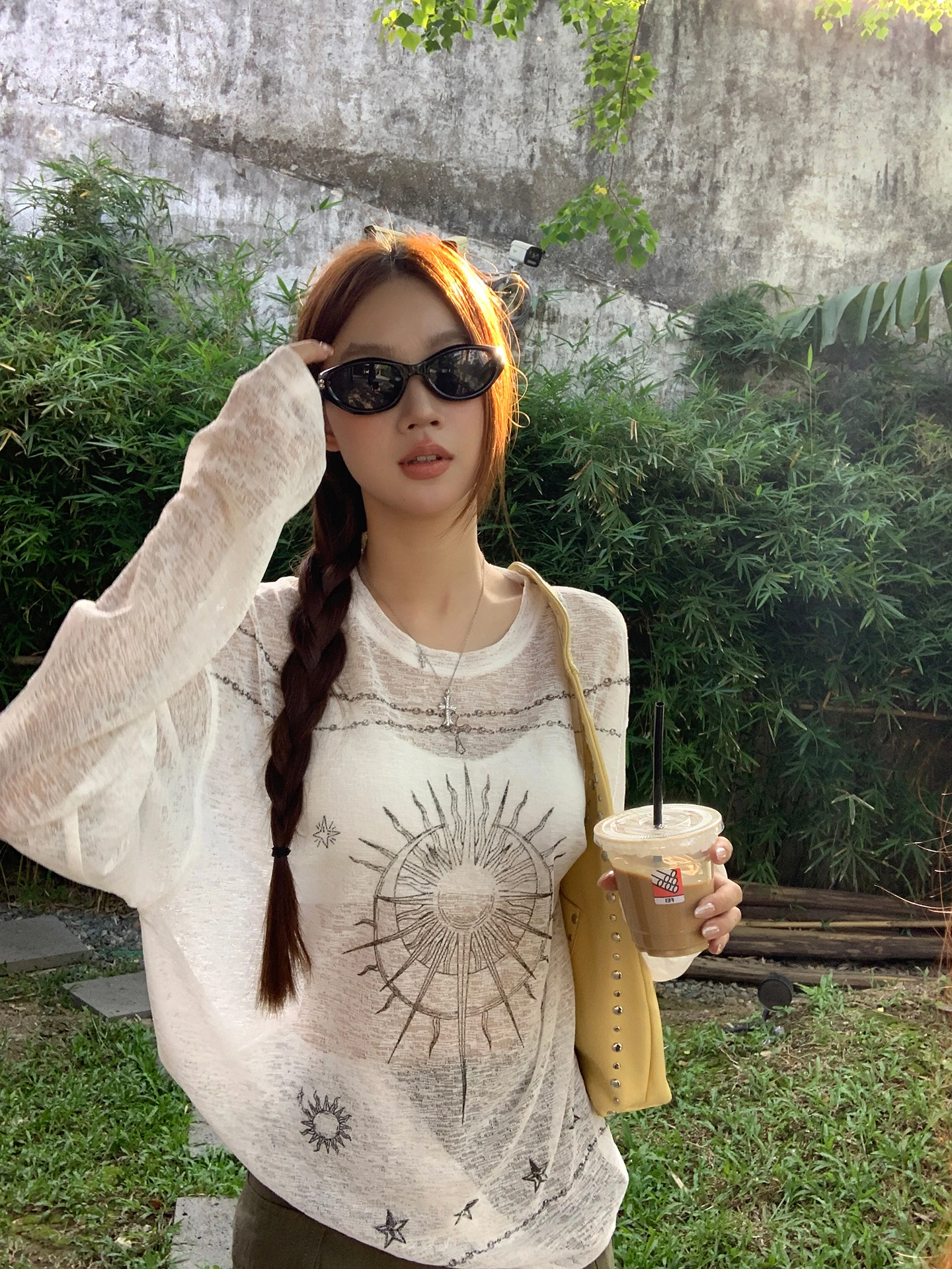 

Защита от солнца Long Sve irt, женский летний свободный крой, модный белый топ для поездок на работу, полиэфирное волокно, круглый, средней длины