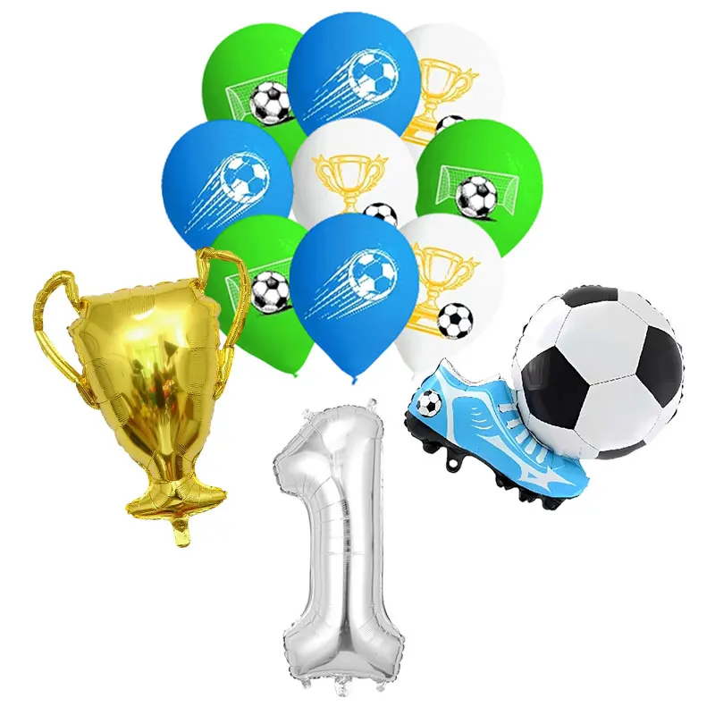Geburtstags-Fußball-Dekoration Fußball-Themen-Tischgeschirr Tasse Teller Tischdecke Hintergrund für Kinder Tortendekoration Banner Party-Zubehör – Detail 28
