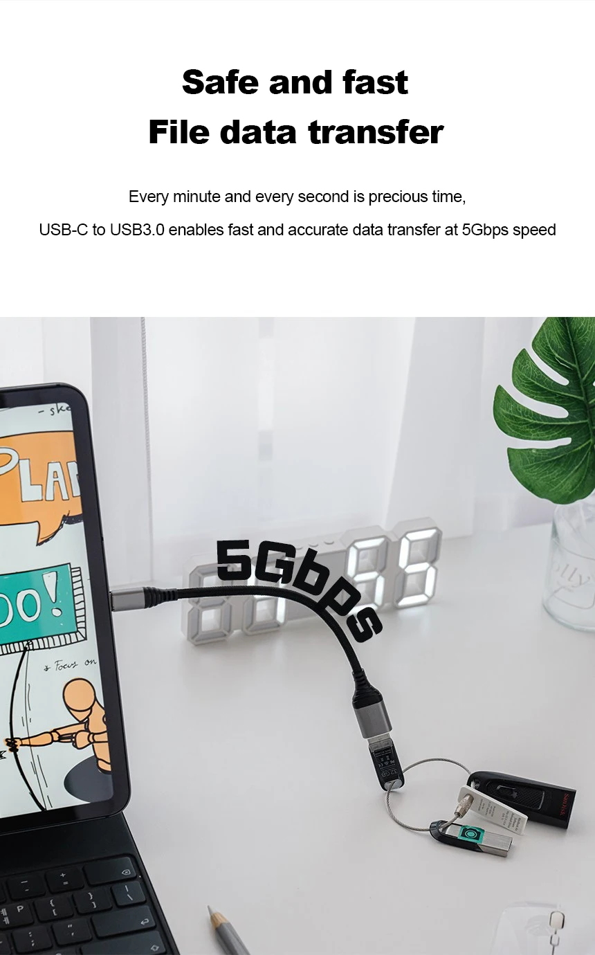 OTG Type C Cable USB Type-C Male to USB3.0 Type A Female Converter 5Gbps USB-C Charge Data Transfer Adapter USBC Extension Cable