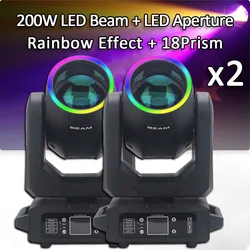 Foco de luz LED con cabezal móvil, foco de 200W con apertura para Club, Bar, Gobo, Dmx512, iluminación con efectos para espectáculos de escenario, 2 unidades por lote