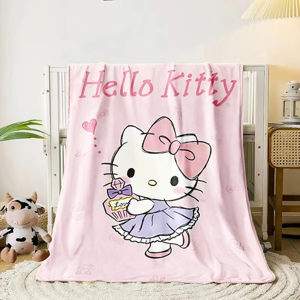 Hello Kitty Blanket - Lightweight Flannel Throw Sofa, Bed, Knee,Travel,Living Room,Office,Sofa,Chair, Blanket plaid, picnic