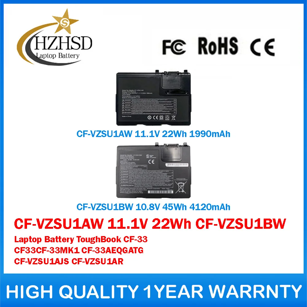 

CF-VZSU1AW 11.1V 22Wh CF-VZSU1BW 10.8V 45Wh Genuine Original Laptop Battery For Panasonic ToughBook CF33CF-33MK1 CF-33AEQGATG