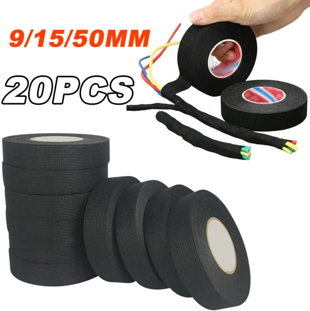 Electrical Insulating Tape Heat Resistant Harness Tape 9/15/19MM Car Cable Harness Wiring Loom Protection Waterproof Tape