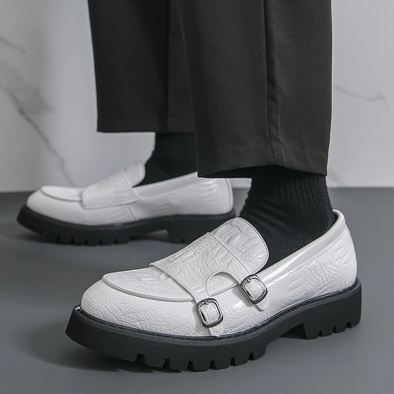 Platform Men Luxury Brand Mens Loafers Leather Fashion Dress Shoes Handmade Men's Walking Shoes All-match Slip on Casual Shoes