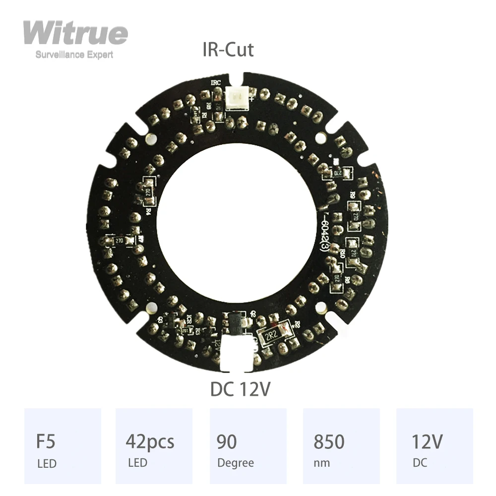 Imagem -03 - Witrue 42 Peças ir Led Infravermelho Placa 850nm Tamanho de 90 Graus 60x60 mm para Câmeras de Vigilância Cctv Visão Noturna Acessórios