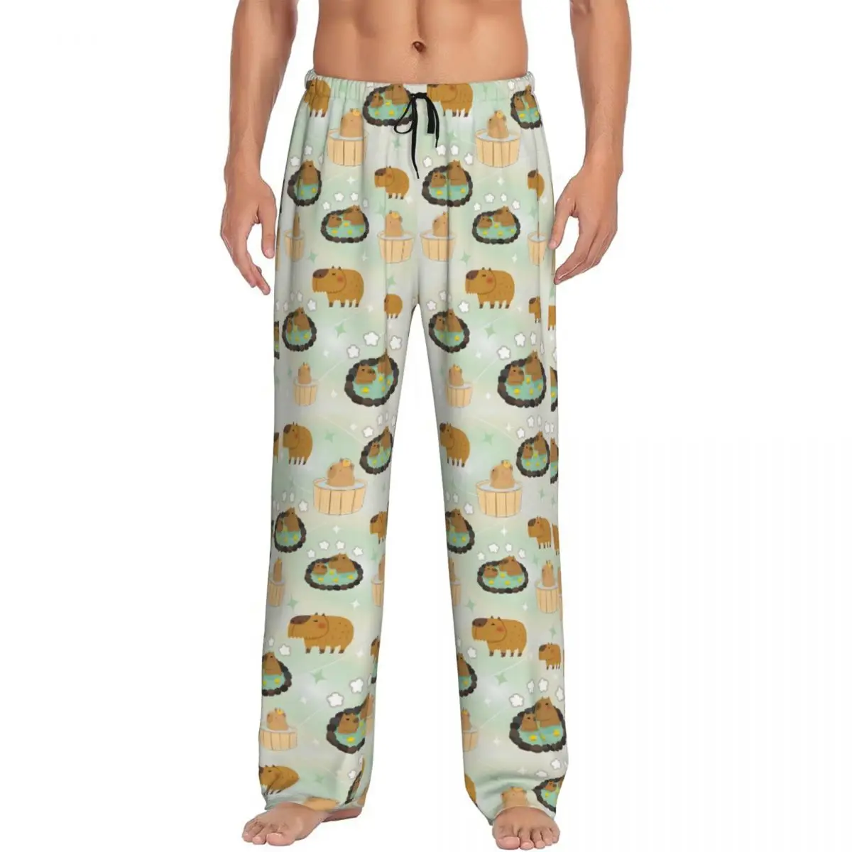

Custom Funny Capybara Pajama Pants Men's Lounge Sleep Drawstring Sleepwear Bottoms with Pockets
