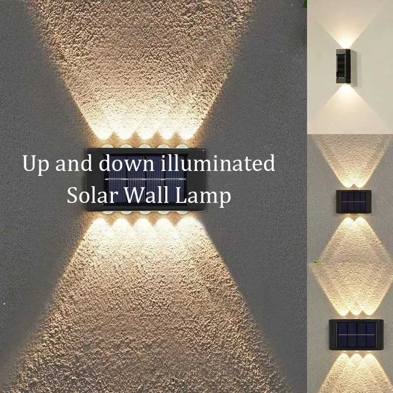 

Solar Outdoor Wall Light Waterproof Garden Light Courtyard Balustrade Decorative Atmosphere Lamp Up and Down Luminous Solar Lamp