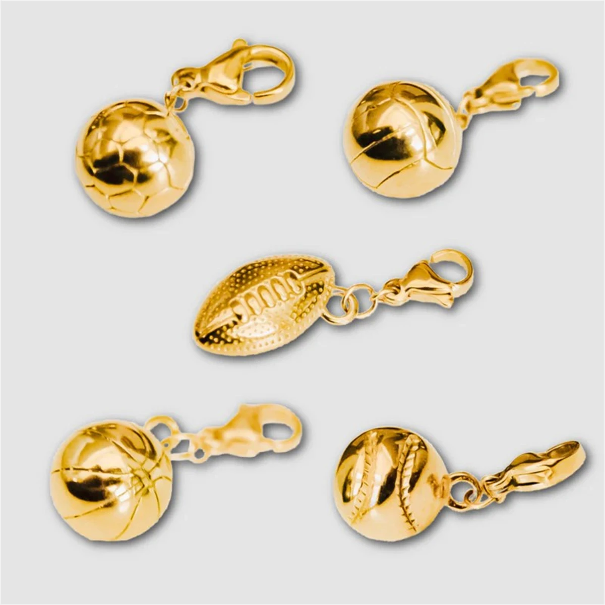 Trendiger Sport-Anhänger für Baseball, Basketball, Volleyball, Rugby, DIY-Zubehör, vergoldet, farbkonserviert