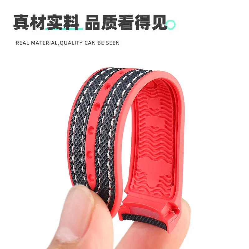 Curved end 20m 22mm Nylon Rubber Watchband For Omega SEAMASTER PLANET OCEAN Deployant Clasp Strap Watch Silicone Men accessories