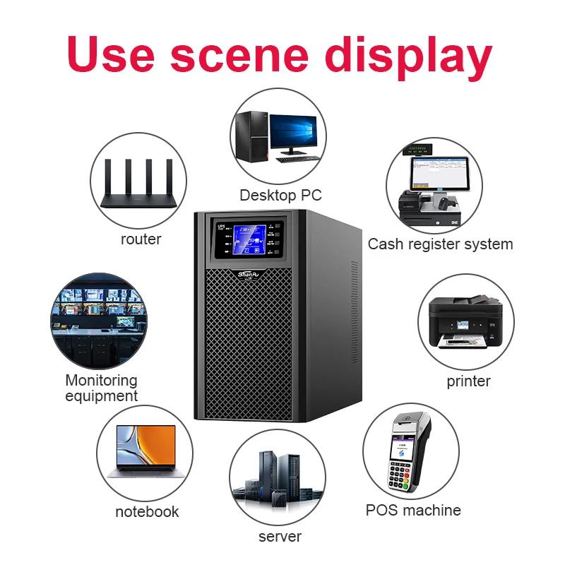 الشركة المصنعة عبر الإنترنت UPS إمدادات الطاقة 3kva/3kw شاشة الكريستال السائل بطارية ليثيوم مرحلة واحدة 110 فولت/220 فولت UPS عبر الإنترنت مع SNMP