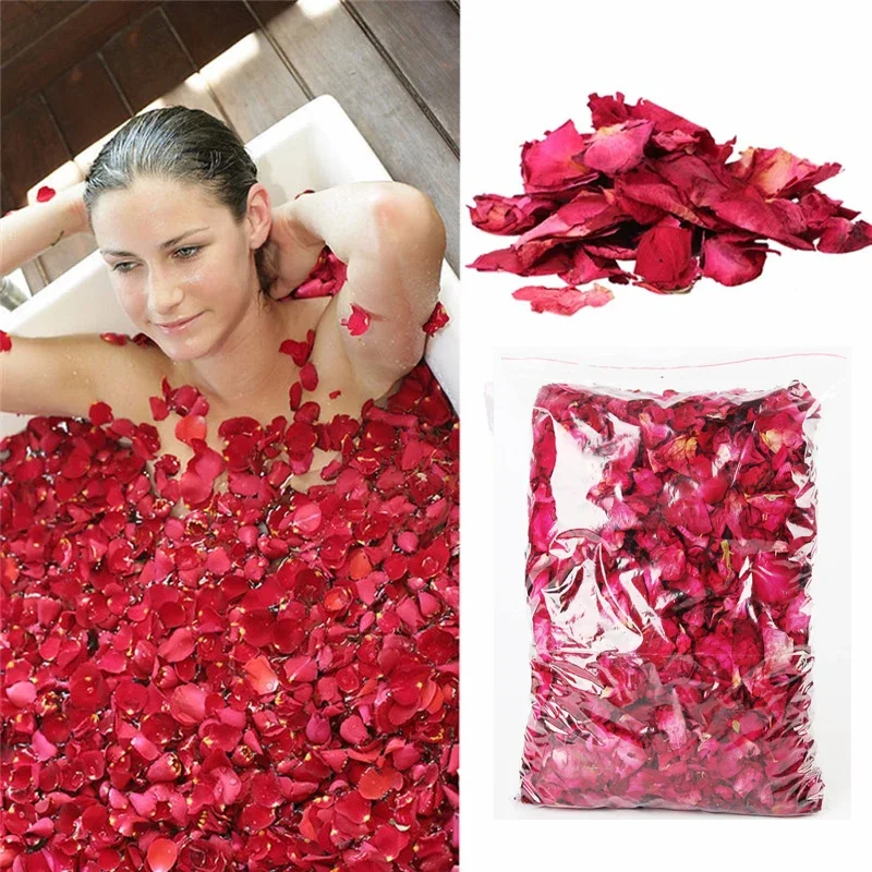 1 Packung getrocknete Rosen blätter natürliche Blumen bad Spa White ning Dusche trockene Rosen blütenblatt Baden entlasten duftende Körper massage gerät