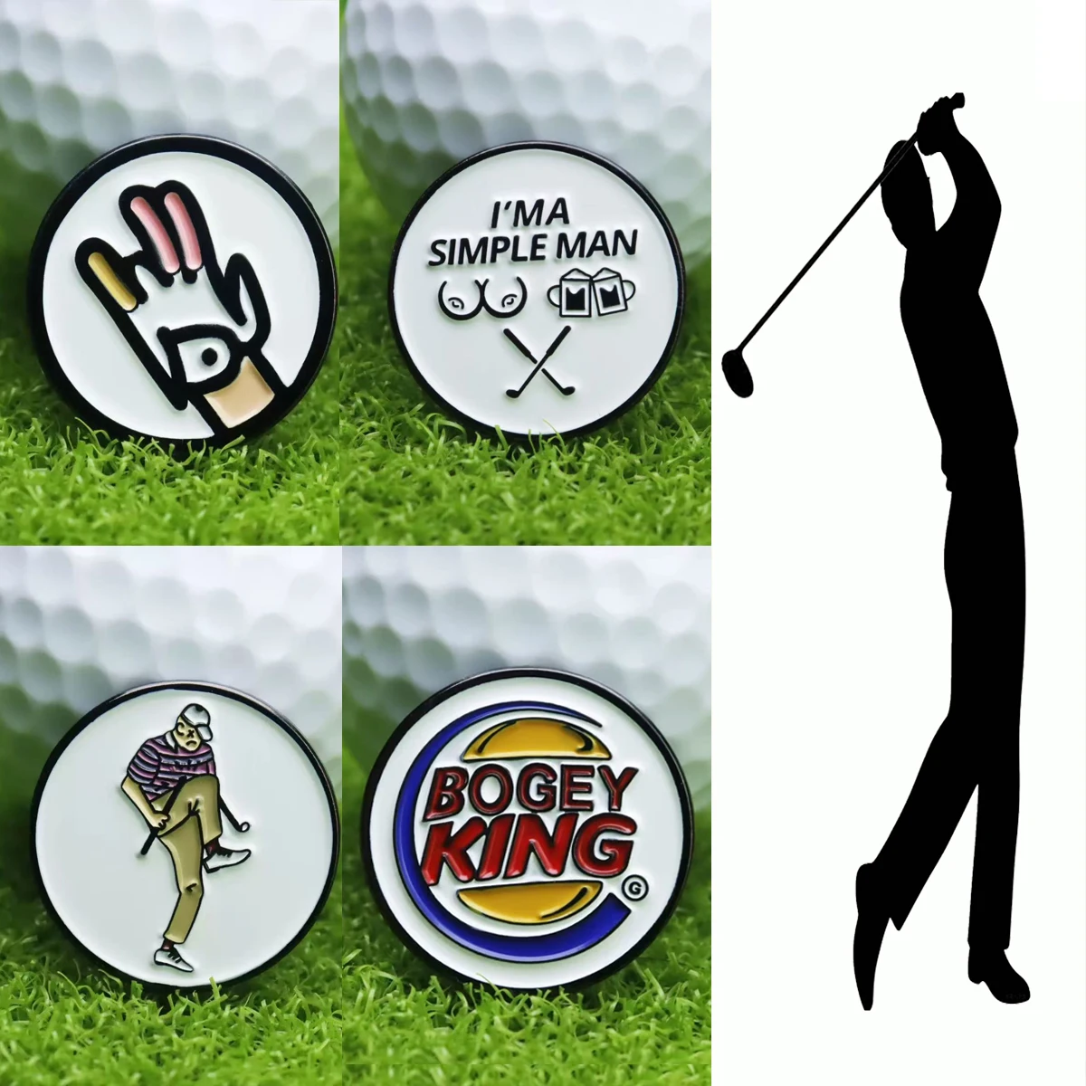

Trendy Magnetic Golf Hat Clip with Removable Ball Marker, Fun Golf Accessories | Unique Decorative Gift for Golfer