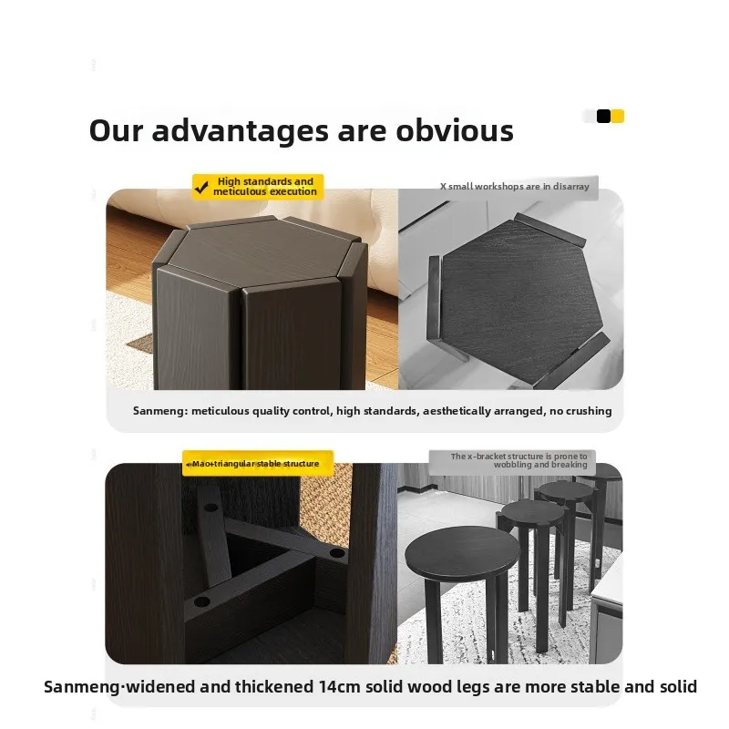 Household stackable order stool thickened dining table Spare combination stacking of stacked stools and round stools on the side