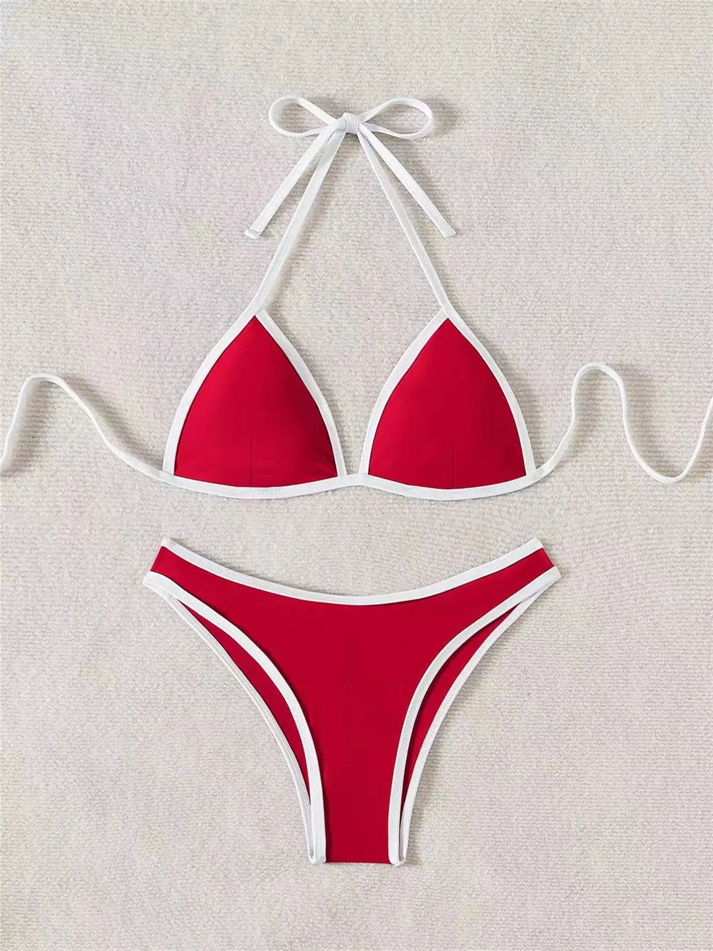 

Sexy Red Bikini High Leg Border String Extreme Swimsuit Push Up Swimwear Micro Tanga Women Beach Outfit Bathing Suit Bikinis Set
