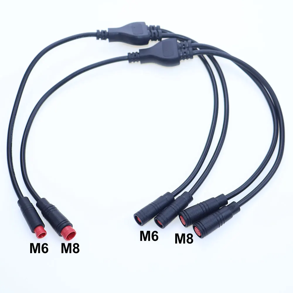 M6 M8 1 Male To 2 Female 2/3/4/5/6 Pin Ebike Splitter Sensor Connector Plug Electric Bicycle Butt Waterproof Cable Joint 40CM