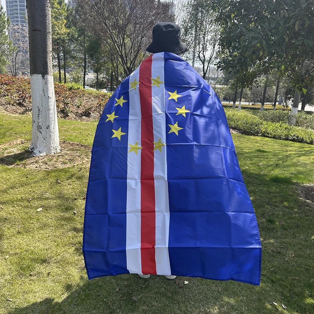 (SKY FLAG)Cape Verde shawl flag 90x150cm Super Poly football Cape Verde Shoulder FLAG Polyester Cape Verde Flags for decoration