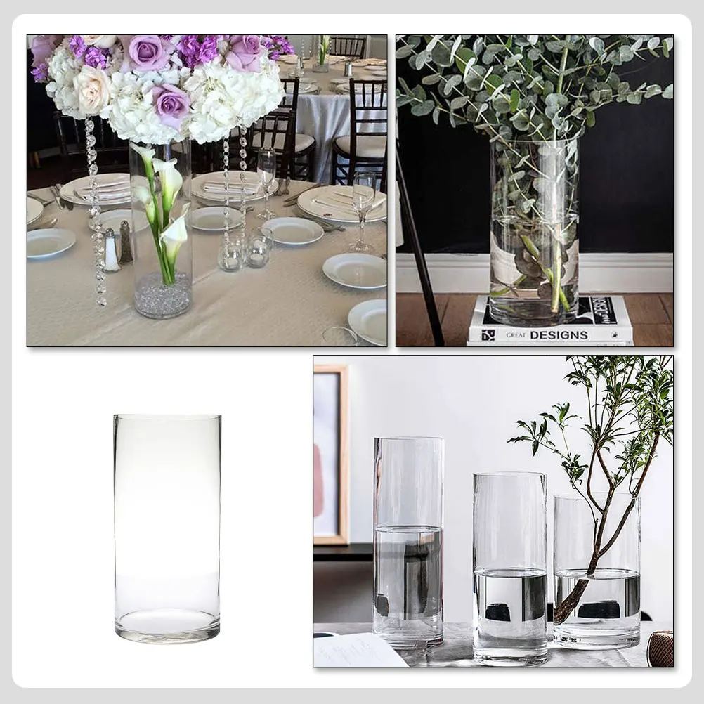 

Cylindrical Vase Floral Clear Tall for Flowers Cylinder Vases Bud Living Room Glass Decorative Bulk Small