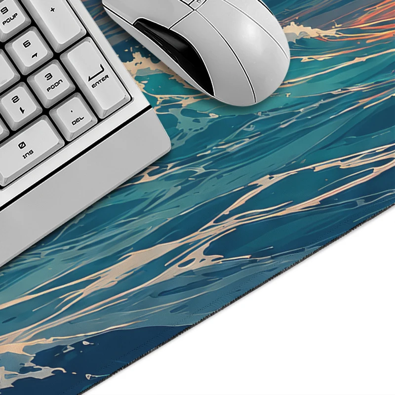 Orange Red Sunset Ocean Waves Mouse Pad Gaming printon demand Custom HD Mousepad XXL Mechanical Keyboard Pad Desktop Mouse Pad