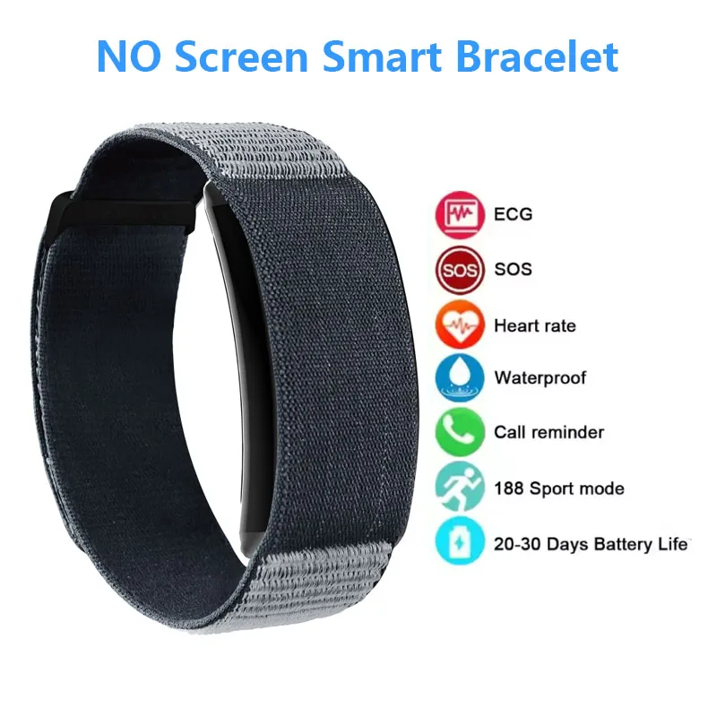 NO Screen Smart Bracelet Real-time Heart Rate Blood Pressure Body Temperature Monitoring Screenless ECG Smart Watch