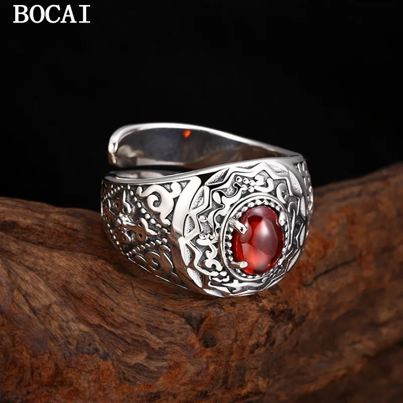 

BOCAI S925 Простое и универсальное кольцо из стерлингового серебра с цирконом из вечной виноградной лозы