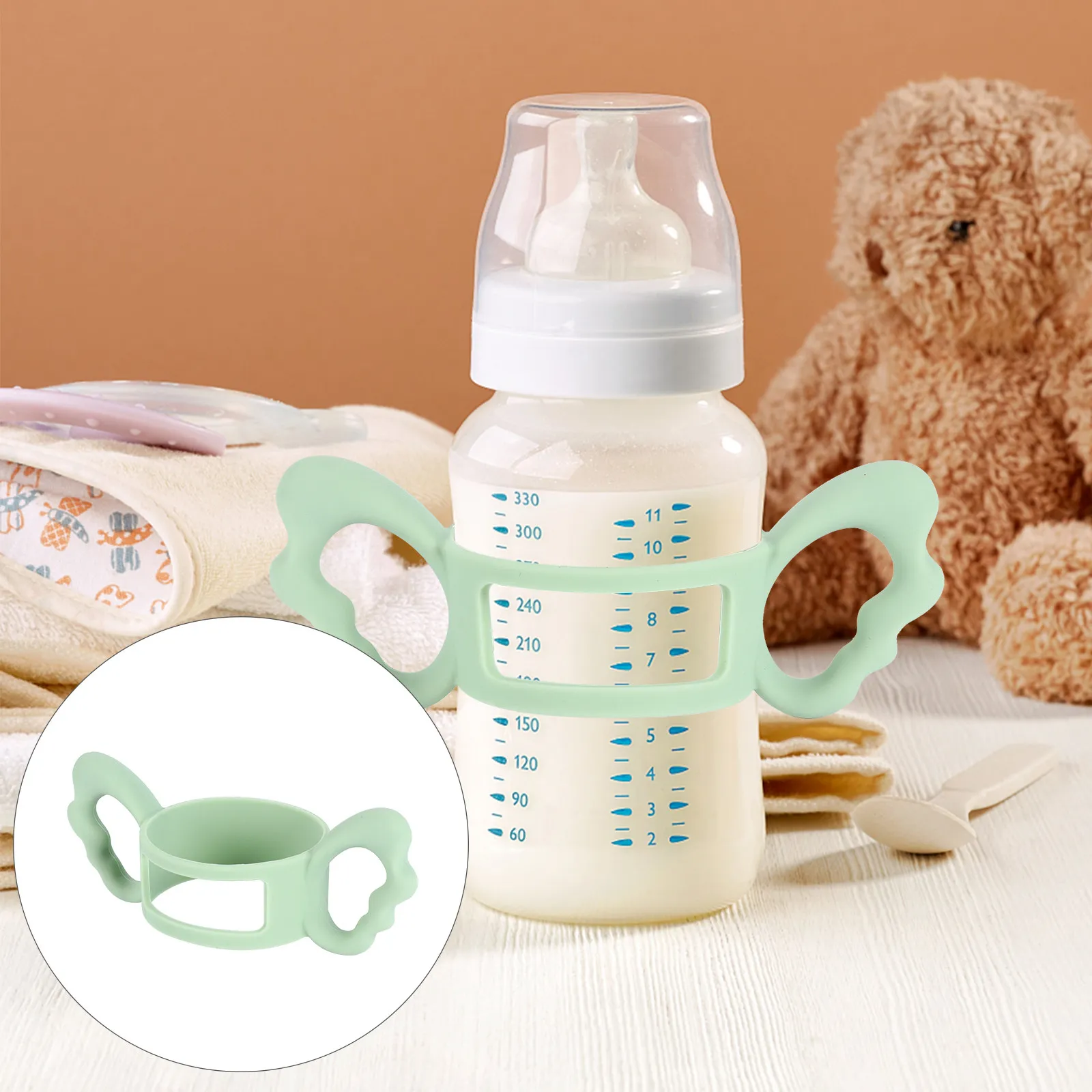 

1Pcs Angel Shape Nursing Bottle Handle Silicone Feeder Double-Handle Design Super Wide Mouth 6Cm Baby Bottle Elastic