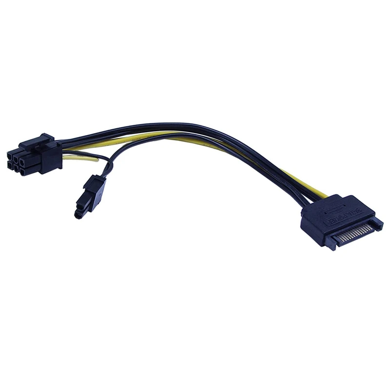 10 pz/lotto SATA 15 Pin Sata maschio a pci-e Express 6 + 2 Pin 8 Pin maschio cavo connettore adattatore di alimentazione Video 20Cm