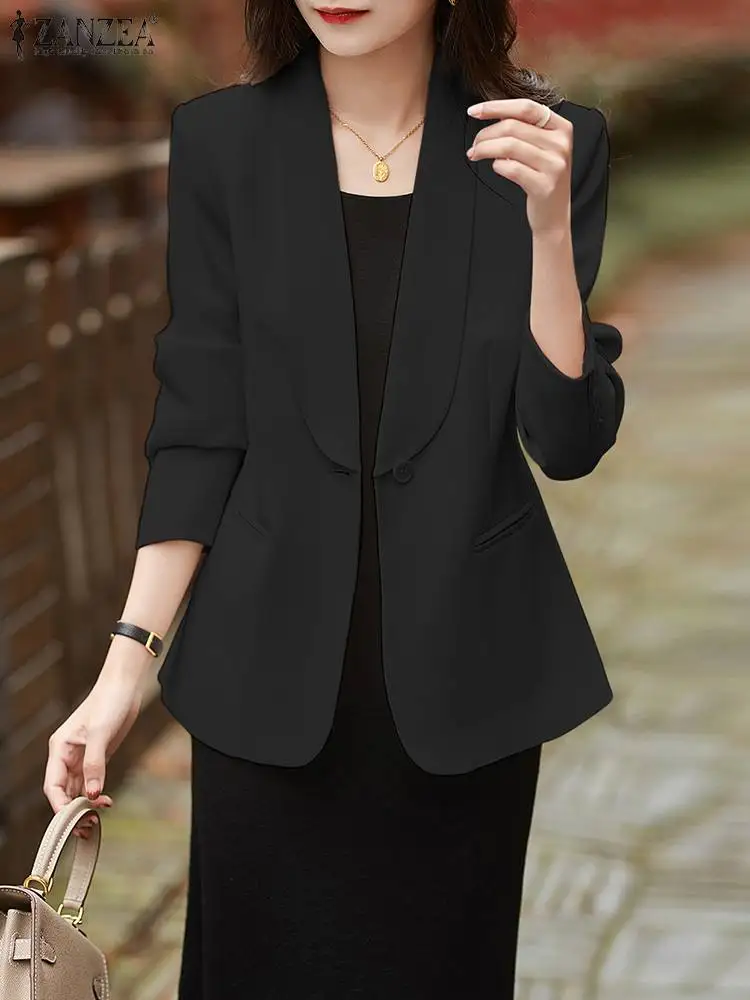 Elegant Women Long Sleeve Office Work Blazer 2023 ZANZEA Autumn Fashion Solid OL Suits Jackets Casual Loose Thin Coats Outwear