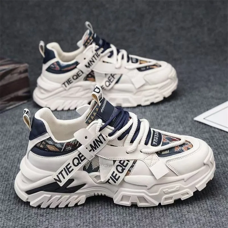2025 Men High Top Sneakers Platform Lace-up Vulcanized Shoes Trend Men Versatile Comfortable Air-cushion Running Shoes Masculino