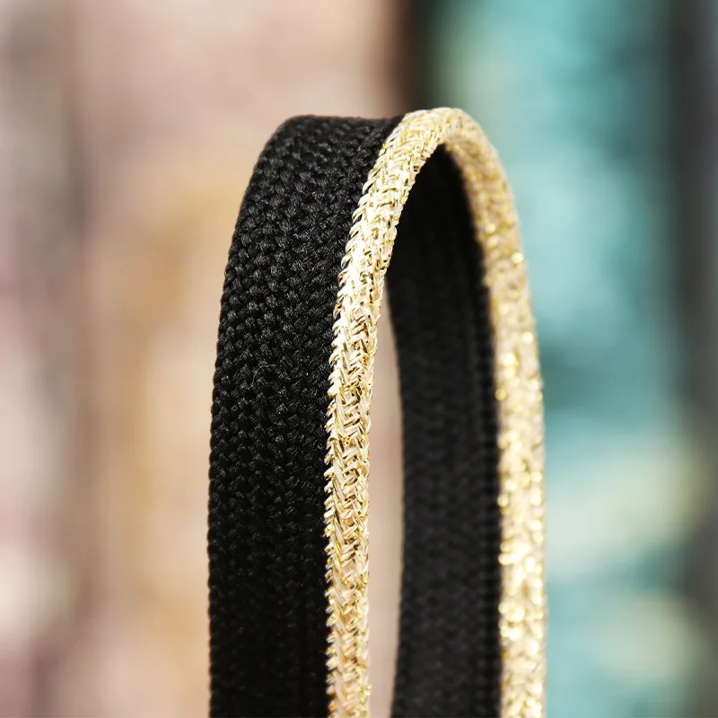 50Yards Glitter Gold Edge nastro da cucito nero Bias Piping Cord corda fai da te Patchwork indumento cucito fare rifilatura tessili per la casa