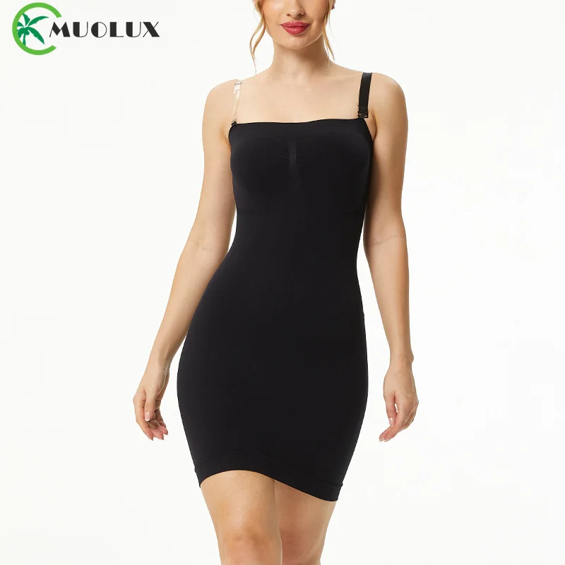 MUOLUX Slimming Full Slip Length Seamless Shapewear Slip Nude Straight Tube Dress Body Shaper Women Skinny Under Dresses