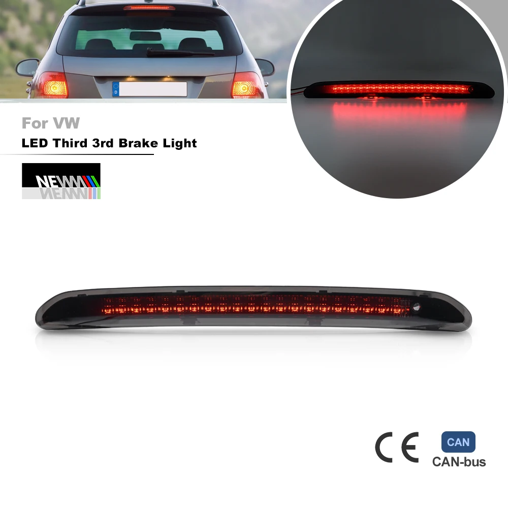 Smoked Stop Signal 3rd Brake Light for VW Passat B6 Variant MK5 Golf Hatch MK6 Golf Plus Tiguan, Error Free High Mount Stop Lamp