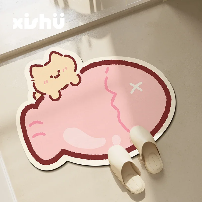 Special-shaped bathroom absorbent floor mat non-slip toilet floor mat shower room toilet door quick-drying non-slip door mat
